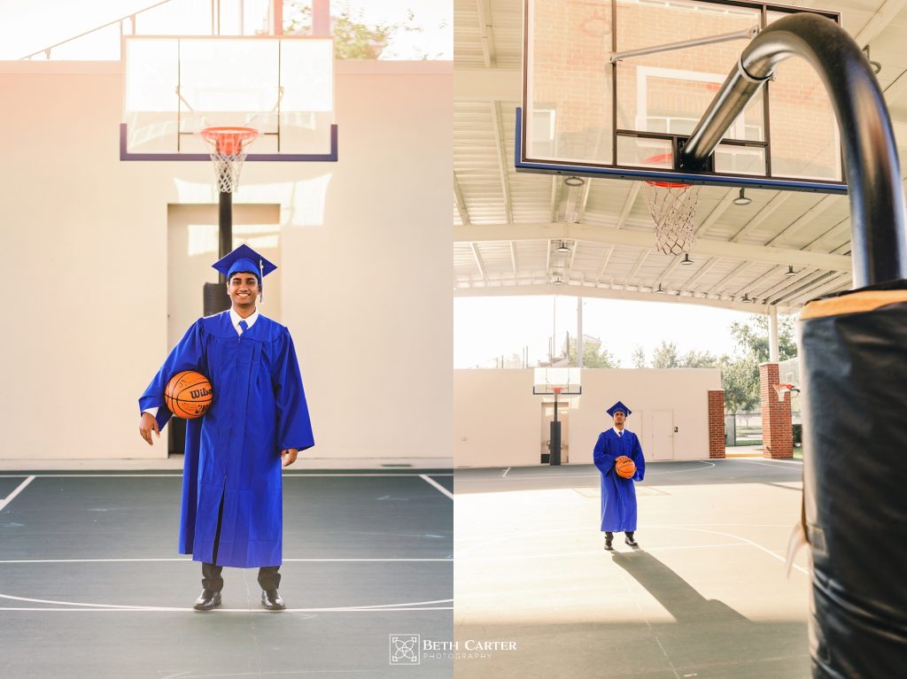 high school senior graduation cap and gown Lakeland Christian School Lakeland, FL - playing basketball